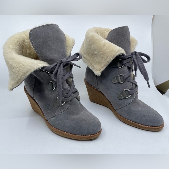 Cole Haan Waterproof Shearling Wedge Booties size 7B - Picture 3 of 16